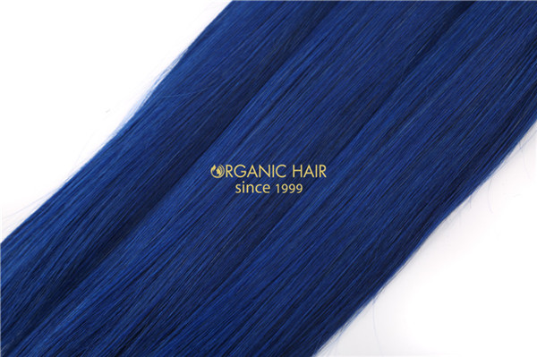 Blue human hair extensions 